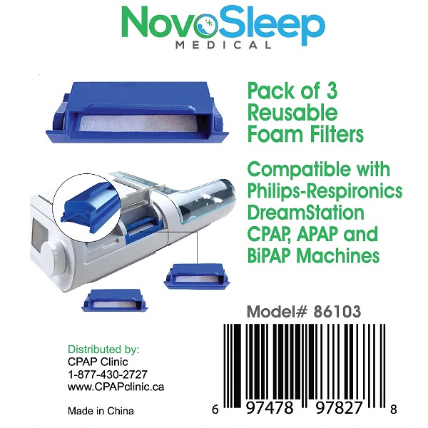 NovoSleep Accessories : # 86103 DreamStation Compatible Reusable Foam Filters  , pack of 3-/catalog/accessories/NovoSleep/86103-01