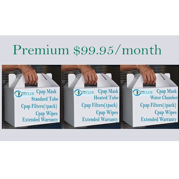 CPAP-Clinic Other : # 1101 Premium Subscription $99.95/Month 1 masks, 1 heated tube, 1 pkg filters, 1 pkg wipes , 2nd Box: delivered after 8 months-/catalog/accessories/cpap_clinic/1100-01