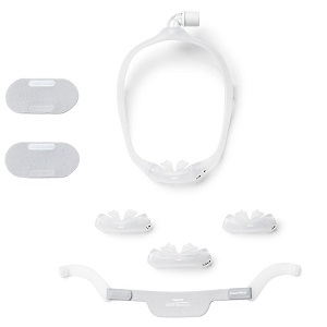 Philips-Respironics CPAP Nasal Pillows Mask : # 1146410 DreamWear Silicone Pillows  with Headgear , small frame, small cushion-/catalog/nasal_pillows/respironics/1146468-01